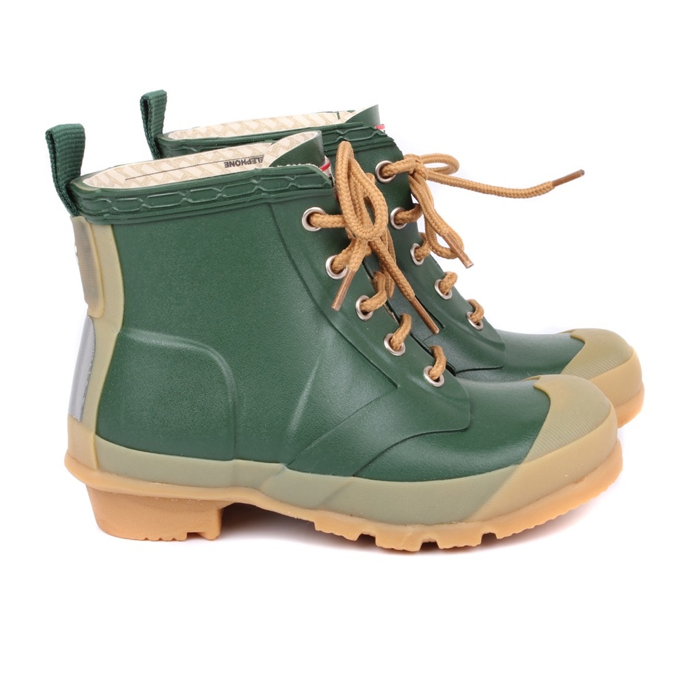 Green Hunter Lace-up Rain Boots - Mid length